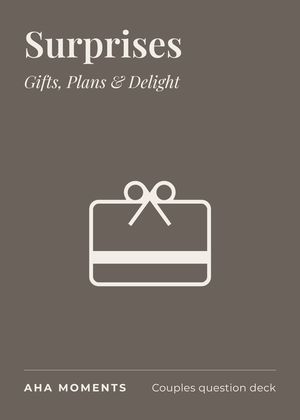 The Surprises card: Gifts, Plans & Delight
