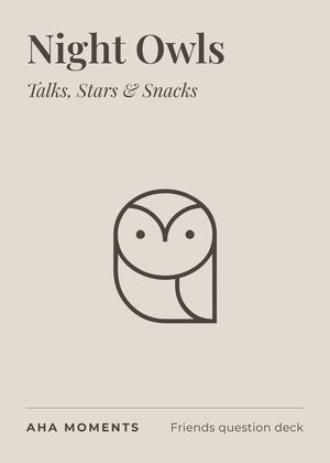 The Night Owls card: Talks, Stars & Snacks