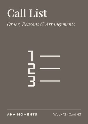 The Call List card: Order, Reasons & Arrangements