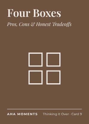 The Four Boxes card: Pros, Cons & Honest Tradeoffs