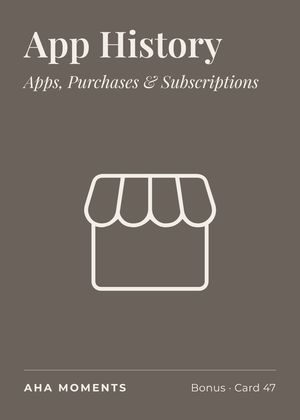 The App History card: Apps, Purchases & Subscriptions