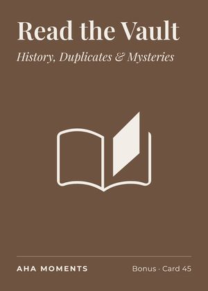 The Read the Vault card: History, Duplicates & Mysteries