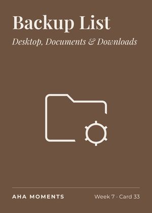 The Backup List card: Desktop, Documents & Downloads