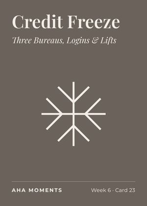 The Credit Freeze card: Three Bureaus, Logins & Lifts