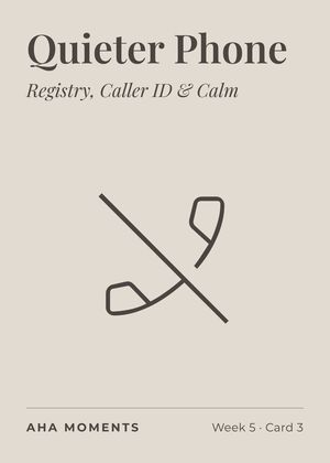 The Quieter Phone card: Registry, Caller ID & Calm