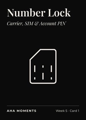 The Number Lock card: Carrier, SIM & Account PIN