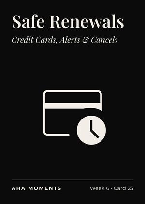 The Safe Renewals card: Credit Cards, Alerts & Cancels