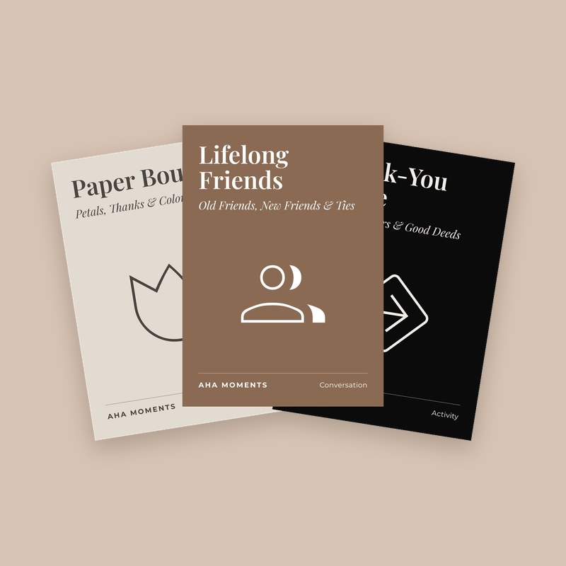 Three Thank You cards fanned out: Paper Bouquet, Lifelong Friends, and Thank-You Route